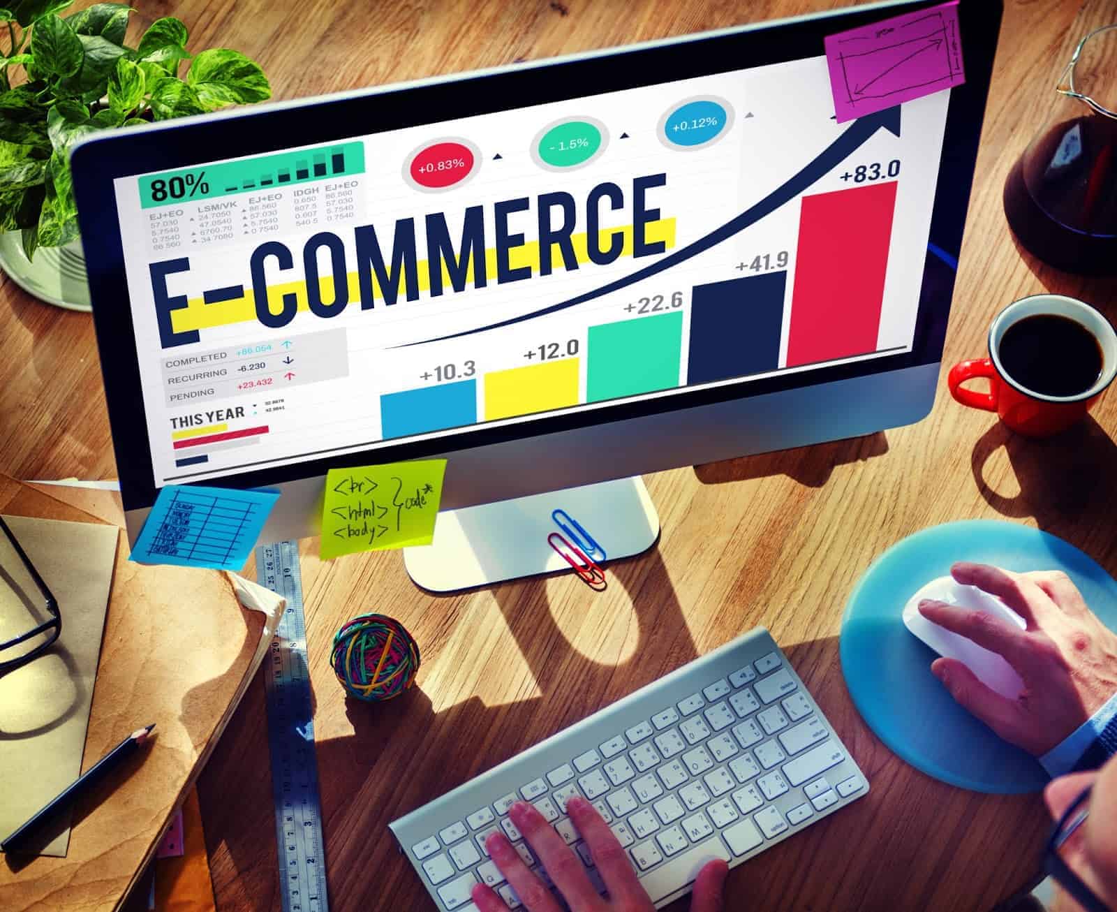 an imac showing an increase of data of ecommerce